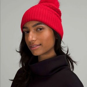 Lululemon red Pom Pom beanie